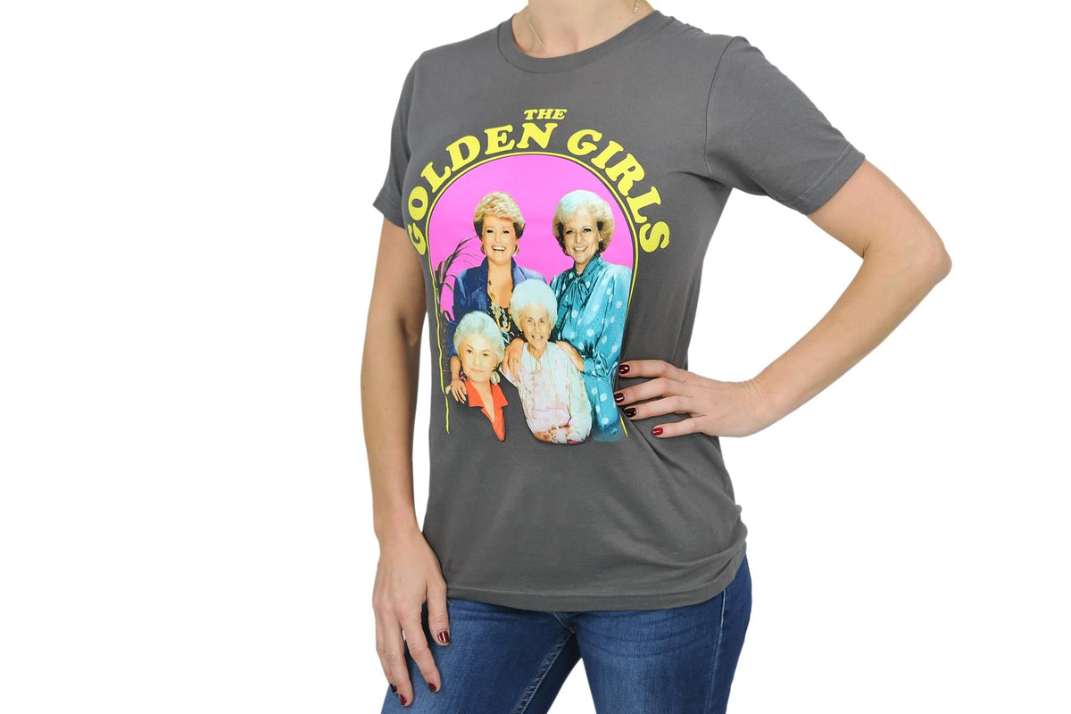 Golden Girls Group Shot Vintage T-Shirt | Charcoal Grey Shirt Featuring The Cast