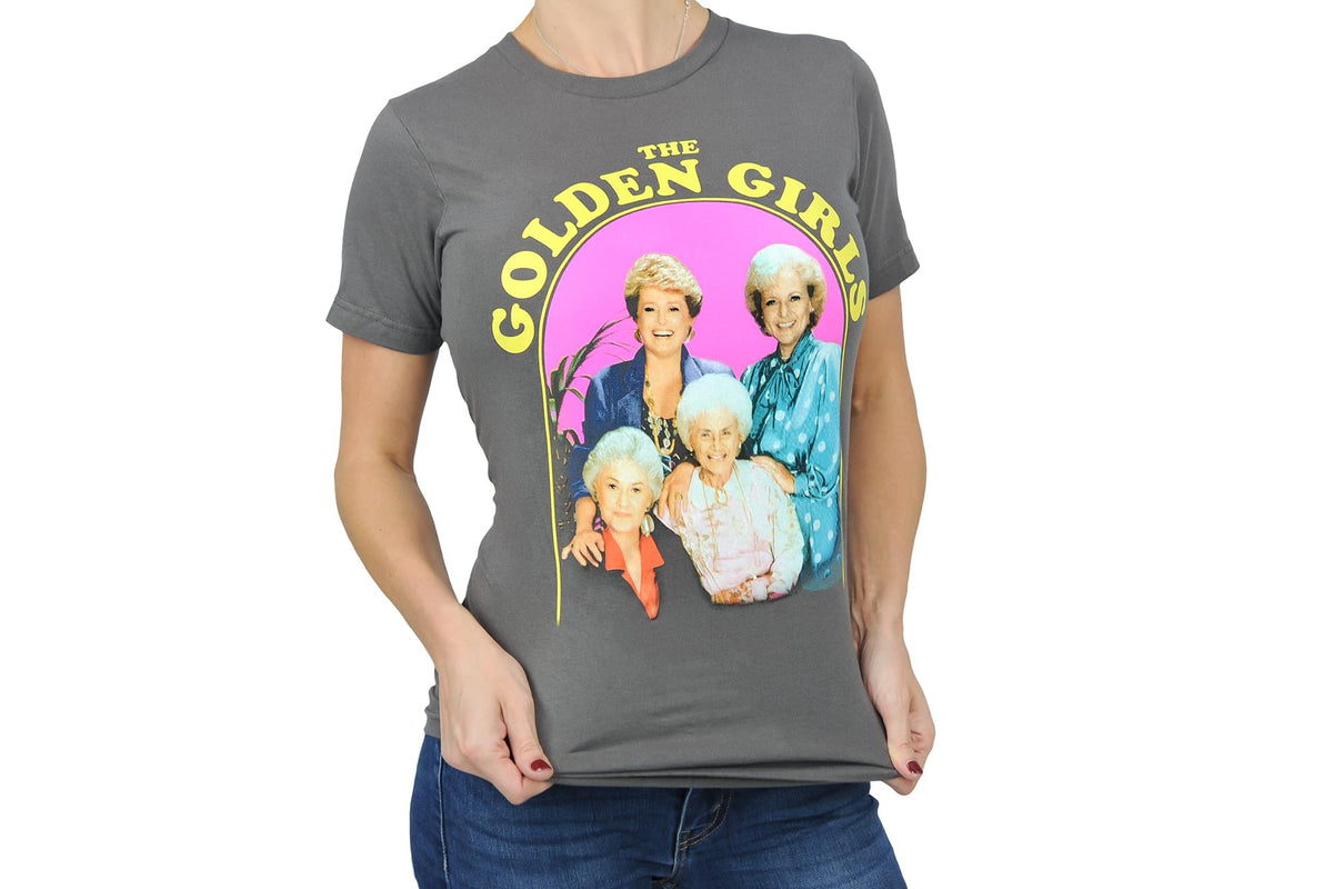 Golden Girls Group Shot Vintage T-Shirt | Charcoal Grey Shirt Featuring The Cast