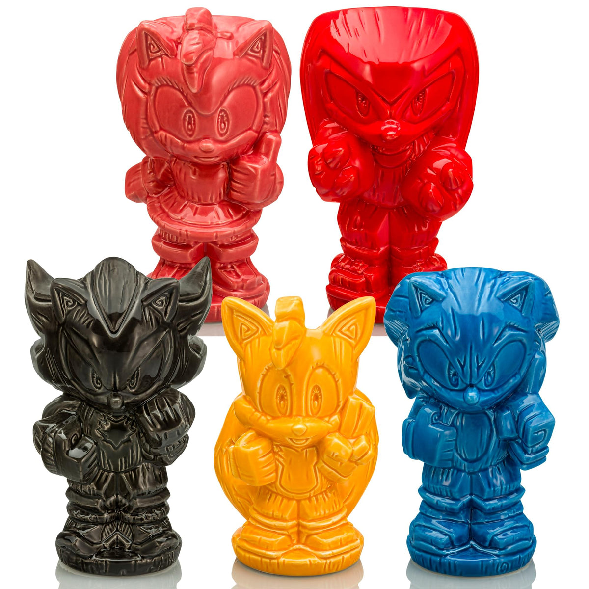 Geeki Tikis Sonic The Hedgehog 5-Piece Ceramic Mug Set | Each Holds 10-18 Ounces