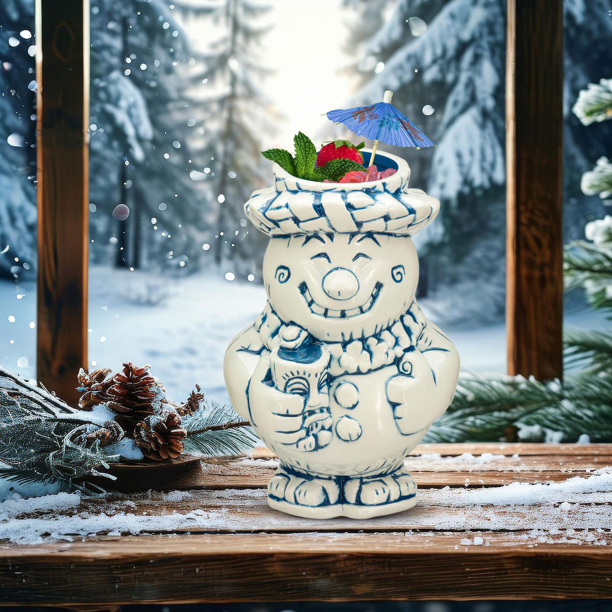 Geeki Tikis Sippin' Snowman 26 Ounce Ceramic Mug