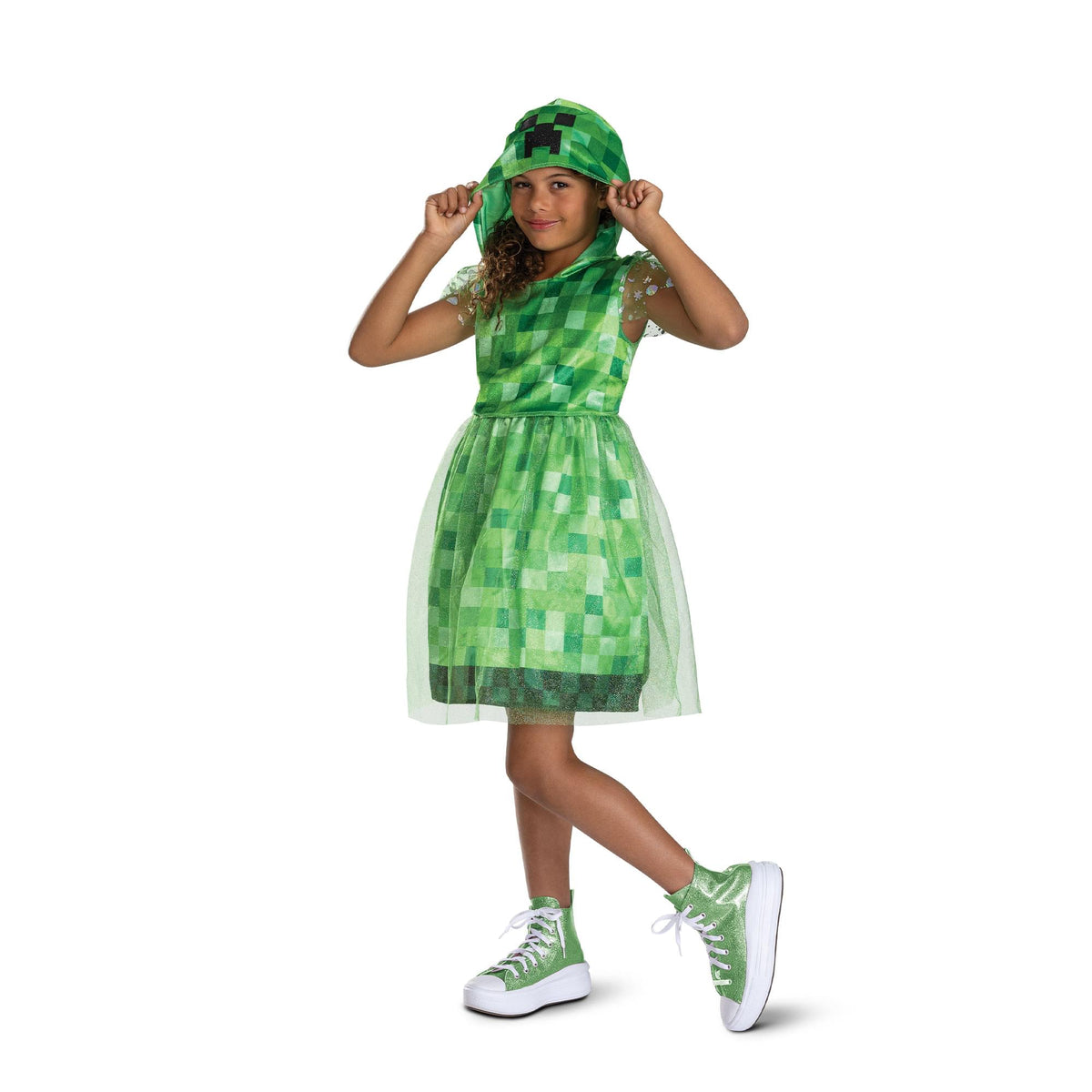 Minecraft Creeper Girl Hooded Child Costume Dress