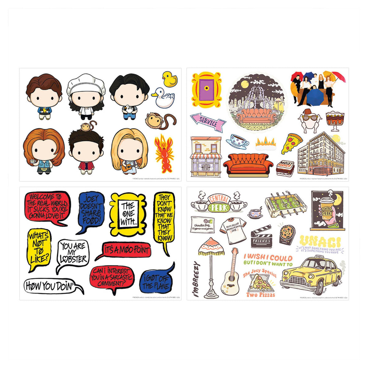 Friends Characters and Icons Reusable Tech Decals | 48 Stickers