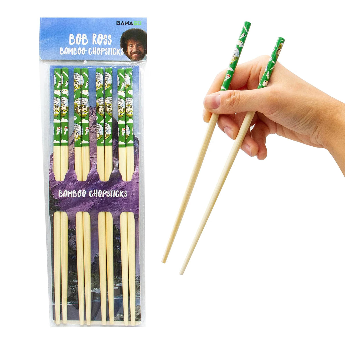 Bob Ross GAMAGO Cast Bamboo Chopsticks | Set of 4