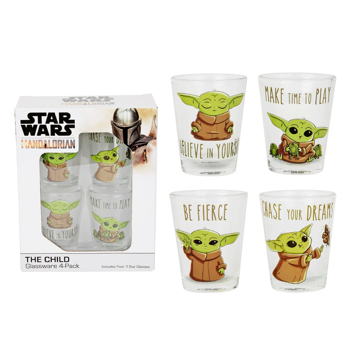 Star Wars The Mandalorian Grogu Wisdom 4-Pack Mini Glass Set
