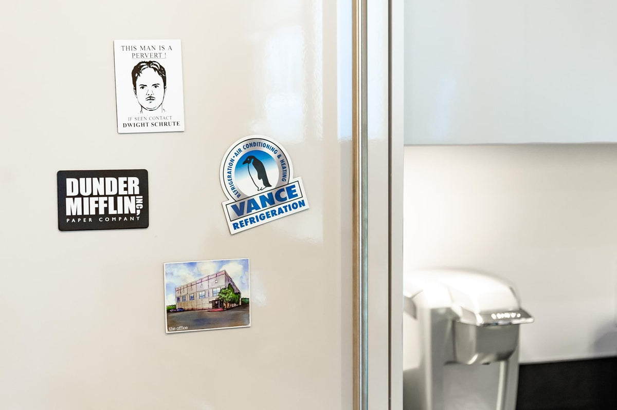 The Office Fridge Magnet Set - 4pcs Cool 4x3 Inches Flat Refrigerator Magnets
