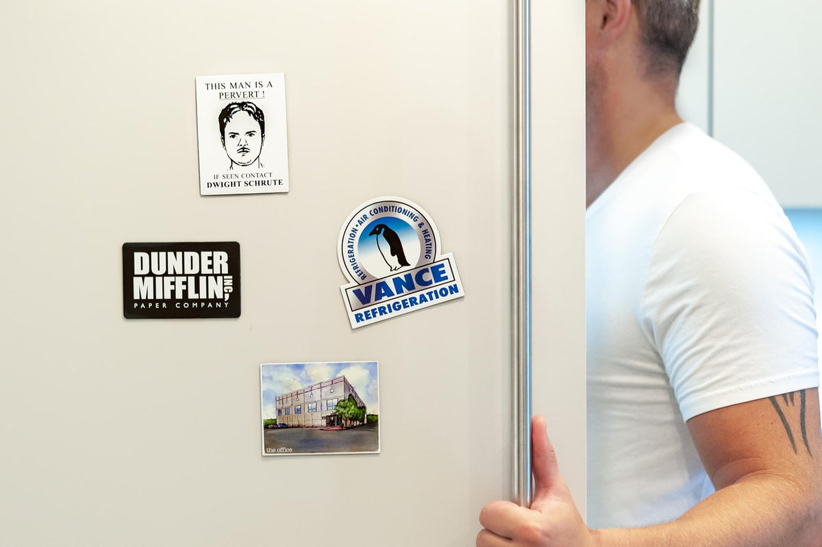 The Office Fridge Magnet Set - 4pcs Cool 4x3 Inches Flat Refrigerator Magnets