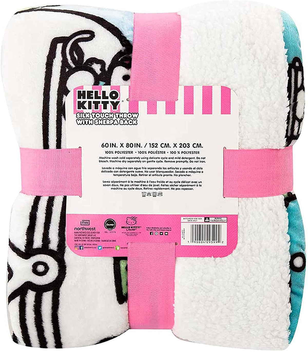 Hello Kitty My Cute World 60 x 80 Inch Silk Touch Sherpa Throw Blanket