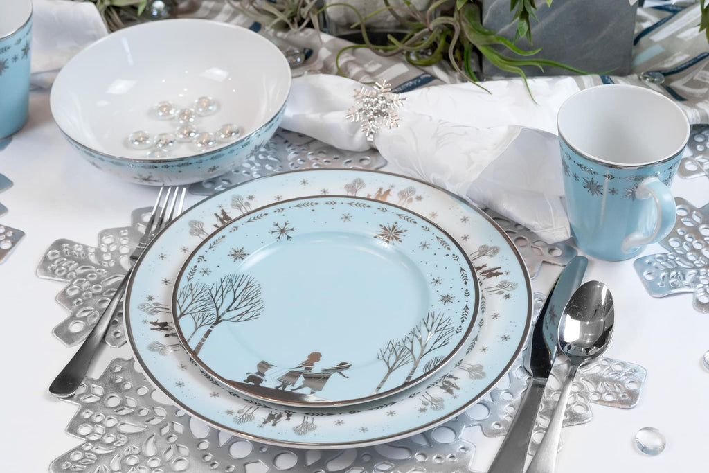Disney Frozen 2 Anna & Elsa Ceramic Dining Set Collection | 16-Piece Dinner Set