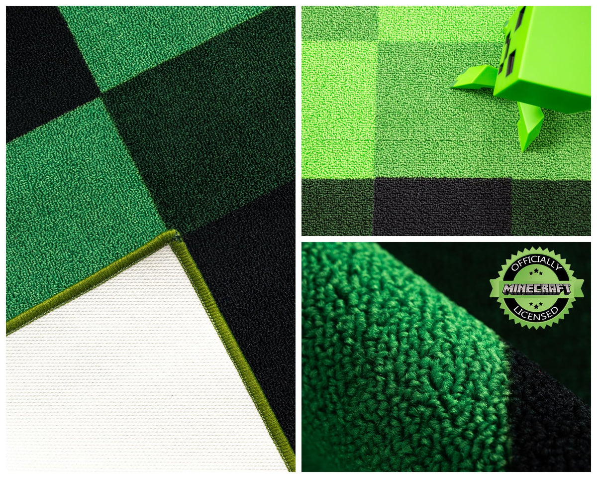 Minecraft Green Creeper Square Area Rug | 52 Inches