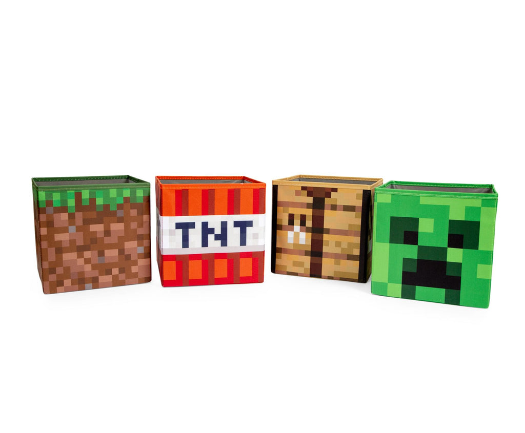 Minecraft 10-Inch Storage Bin Organizer Set | Creeper, TNT, Grass, Craft Table