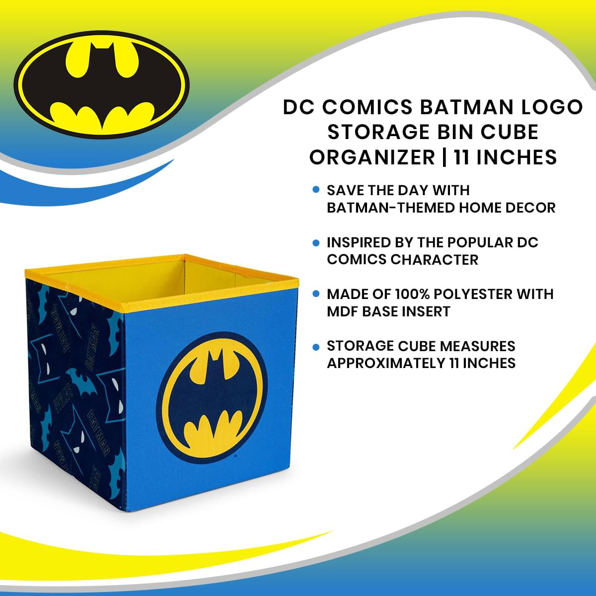 DC Comics Batman Logo Storage Bin Cube Organizer | 11 Inches