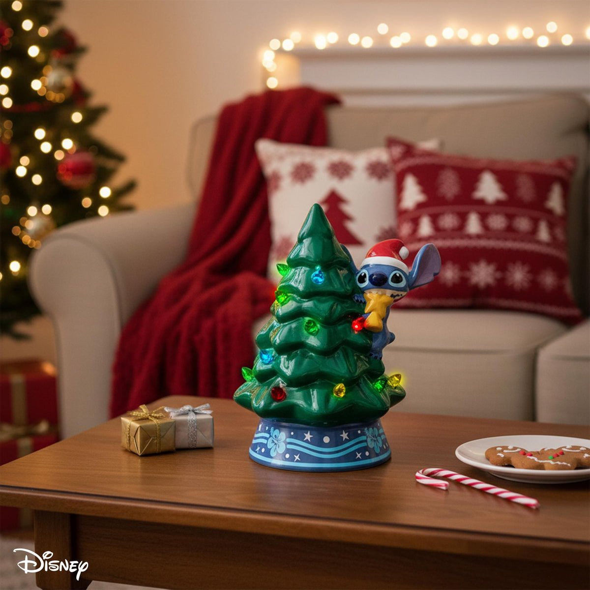 Disney Lilo & Stitch Light-Up Ceramic Christmas Tree | 6 Inches Tall