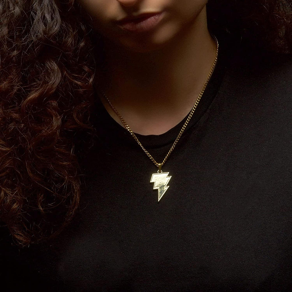 DC Black Adam Lightning Bolt Stainless Steel Pendant Necklace