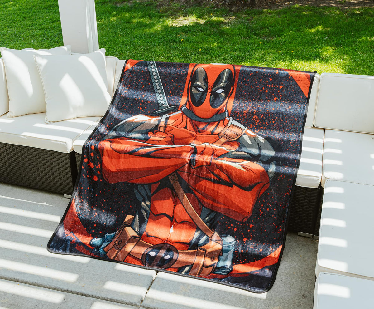 Marvel Deadpool Arms Crossed Fleece Throw Blanket | 45 x 60 Inches