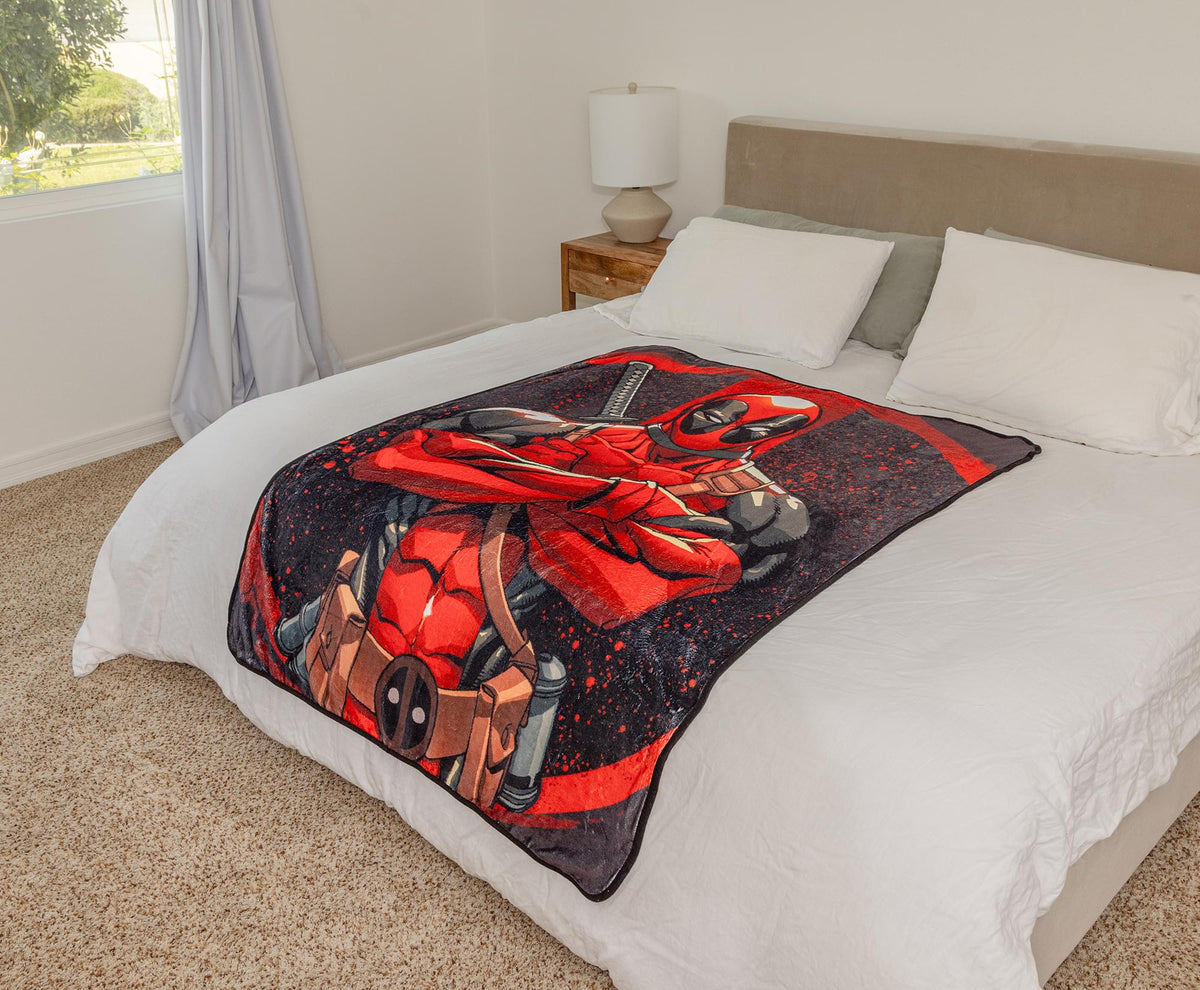 Marvel Deadpool Arms Crossed Fleece Throw Blanket | 45 x 60 Inches