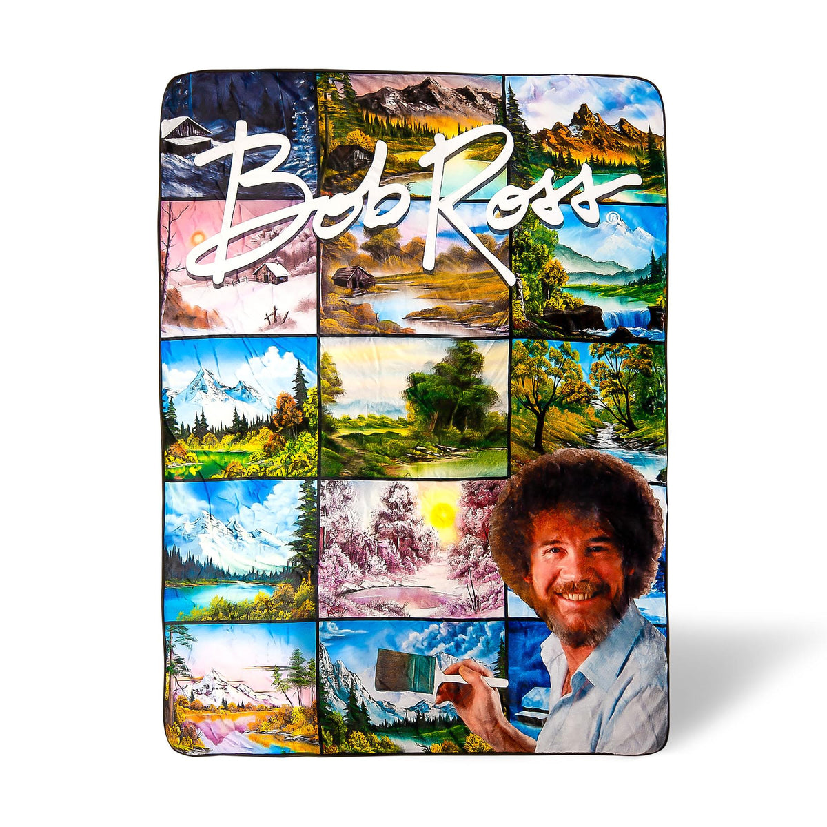 Bob Ross Oversized Fleece Sherpa Throw Blanket | 54 x 72 Inches
