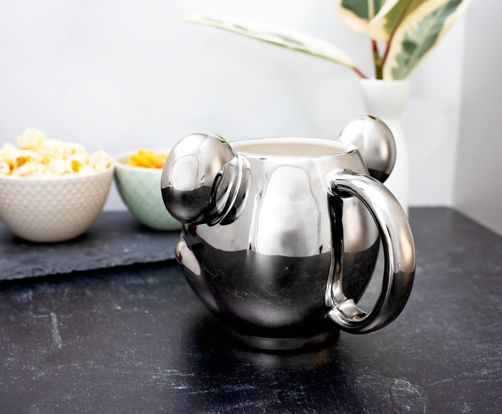 Disney 100 Mickey Mouse 3D Sculpted Platinum Ceramic Mug | Holds 20 Ounces