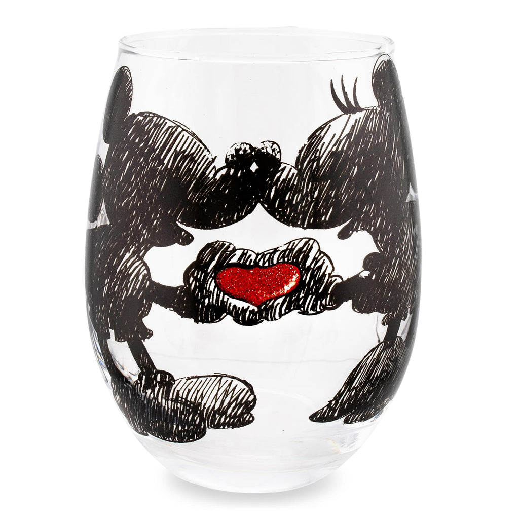 Disney Mickey and Minnie Sketchbook Stemless Wine Glass | Holds 20 Ounces