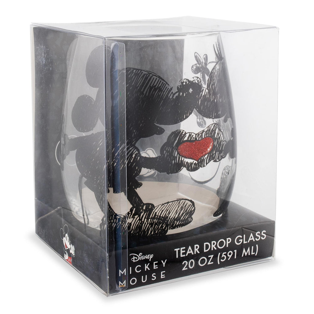 Disney Mickey and Minnie Sketchbook Stemless Wine Glass | Holds 20 Ounces