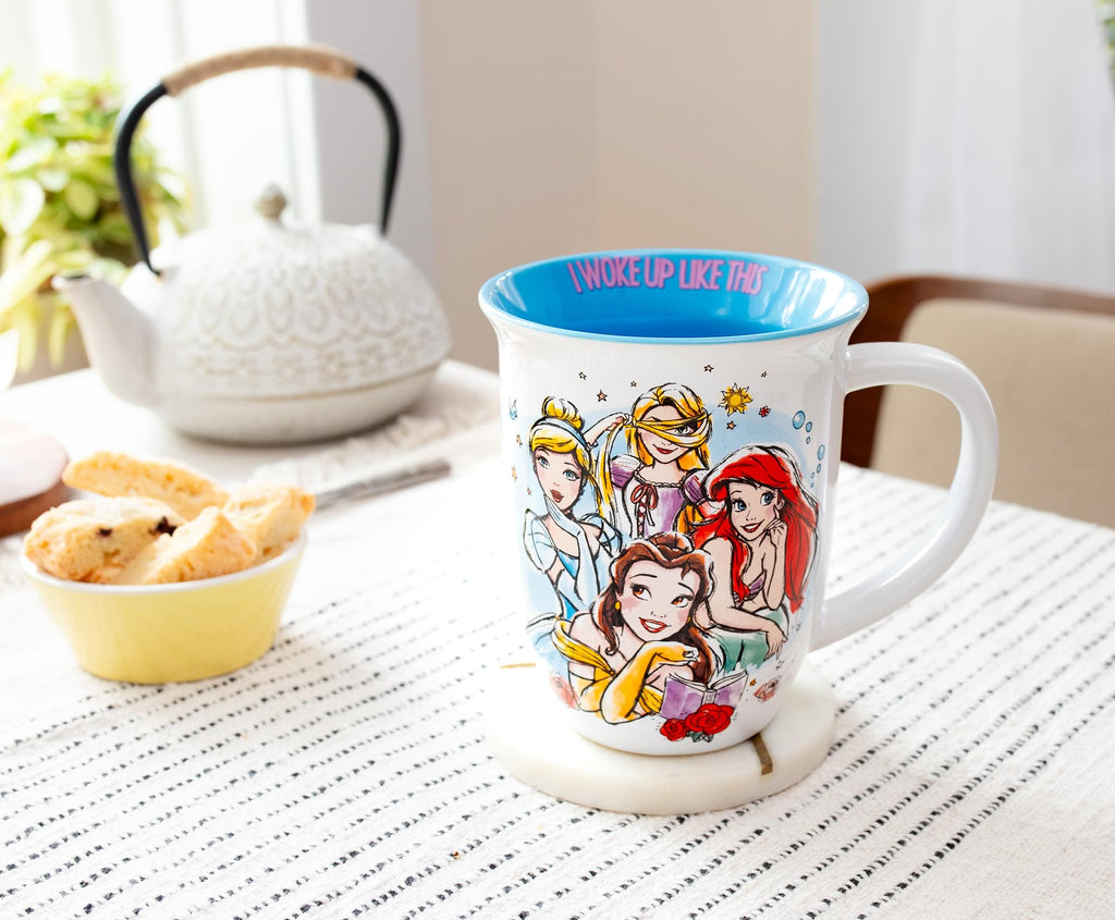 Disney Princess "I Woke Up Like This" Wide Rim Ceramic Mug | Holds 16 Ounces