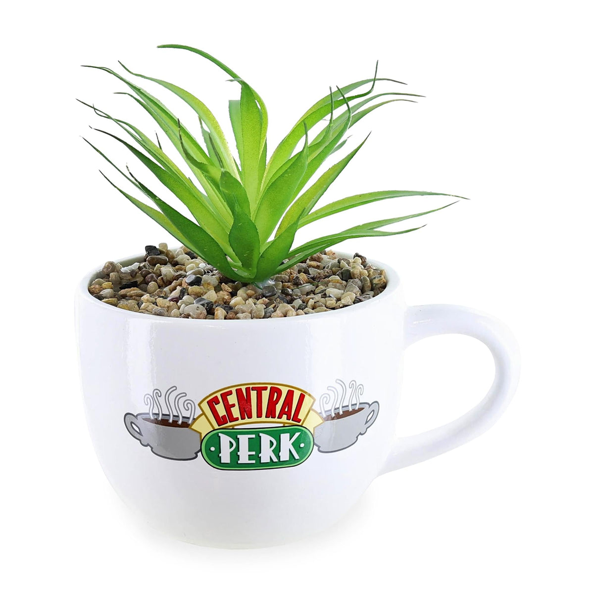 Friends Central Perk Mug 7-Inch Ceramic Planter With Artificial Succulent
