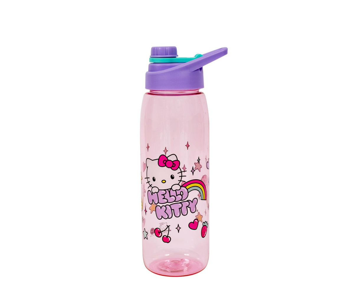 Sanrio Hello Kitty Rainbow Treats and Stars Water Bottle with Lid | 28 Ounces