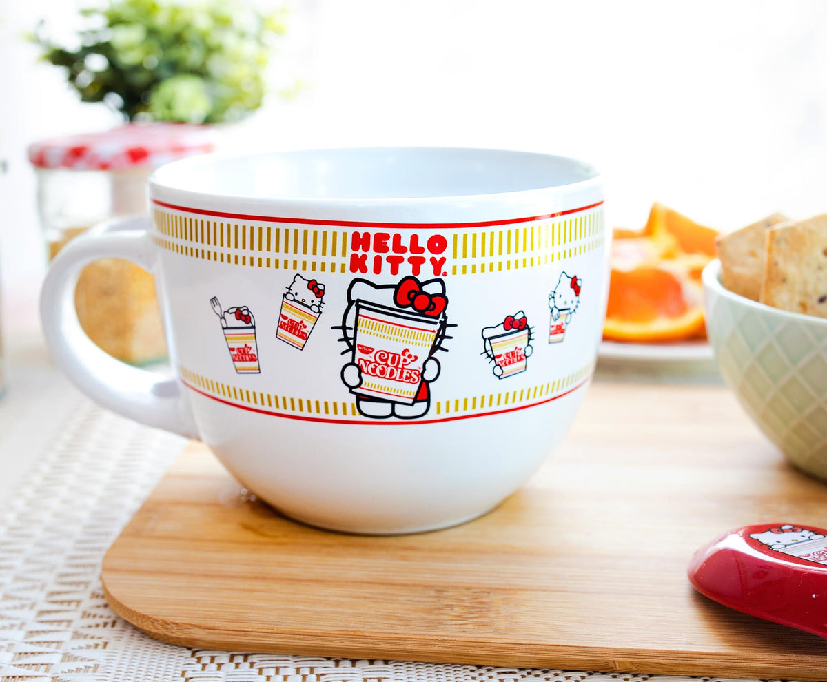 Sanrio Hello Kitty x Nissin Cup Noodles Soup Mug With Spoon | Holds 24 Ounces