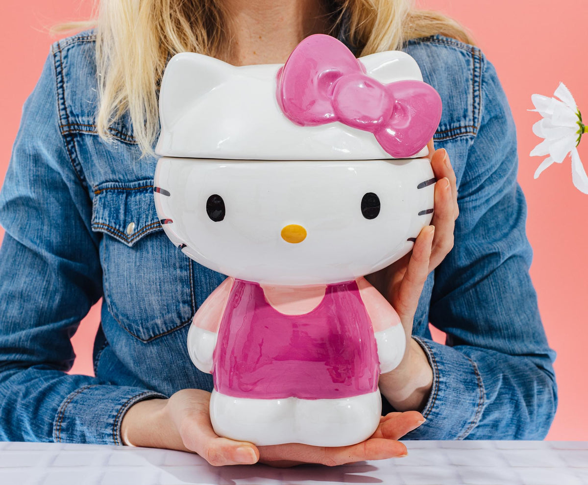 Sanrio Hello Kitty Pink Outfit 10-Inch Sculpted Ceramic Snack Jar