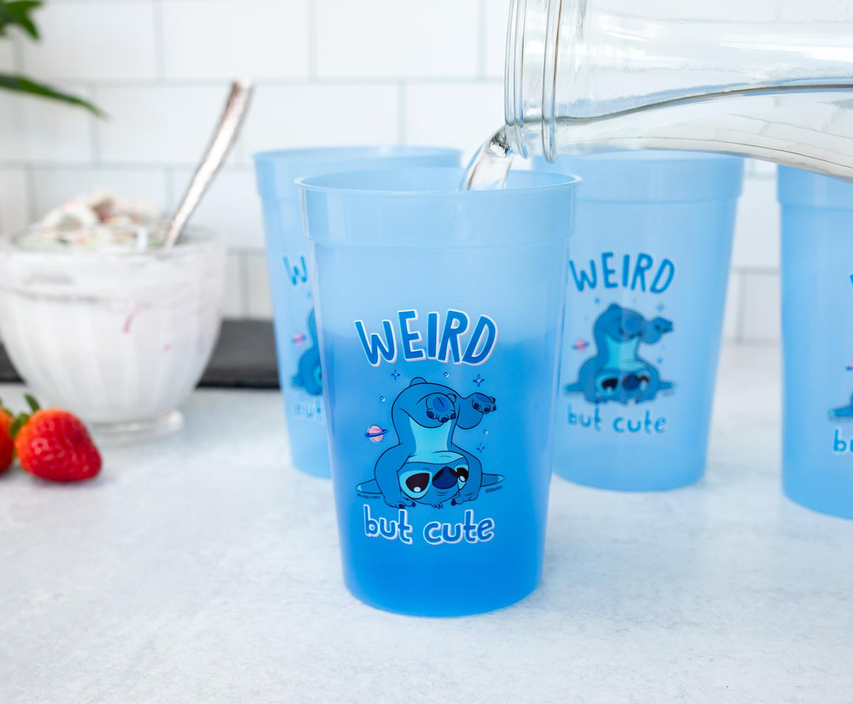 Disney Lilo & Stitch 4-Piece Color-Change Plastic Cup Set | Each Holds 15 Ounces
