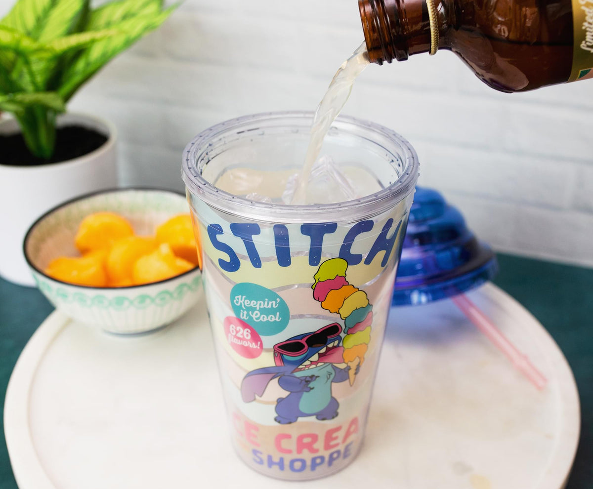 Disney Lilo & Stitch Ice Cream Shoppe Acrylic Carnival Cup with Lid and Straw