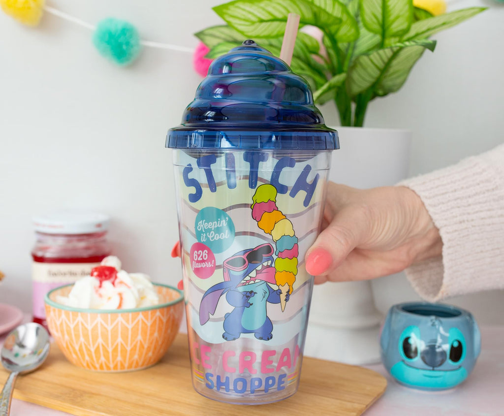 Disney Lilo & Stitch Ice Cream Shoppe Acrylic Carnival Cup with Lid and Straw