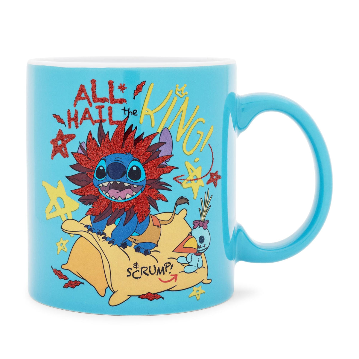 Disney Lilo & Stitch "All Hail The King" Ceramic Glitter Mug | Holds 20 Ounces