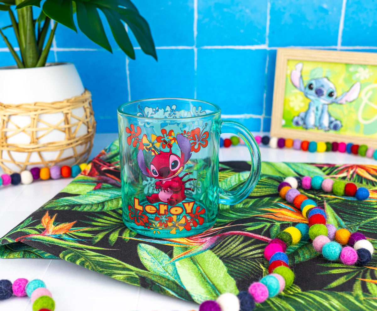 Disney Lilo & Stitch Leroy Glass Mug | Holds 18 Ounces