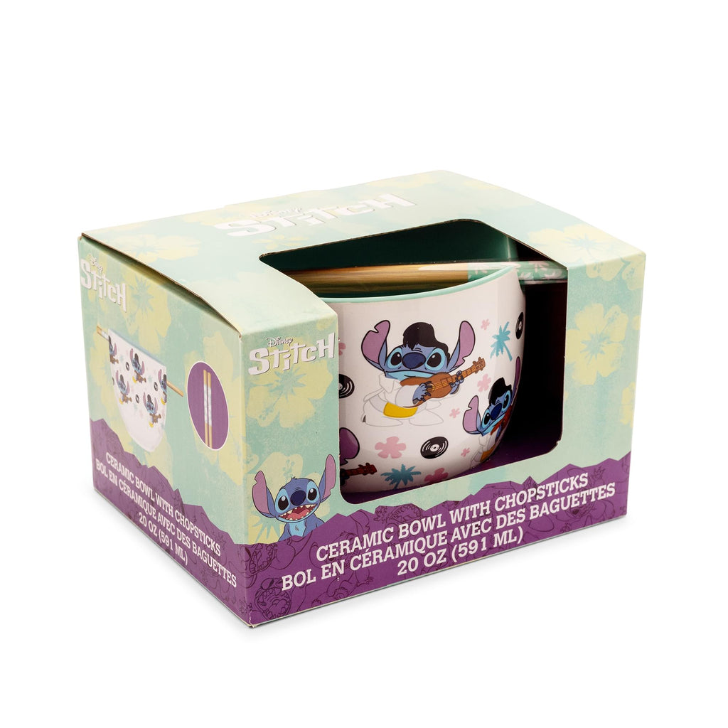 Disney Lilo & Stitch Elvis Stitch 20-Ounce Ceramic Ramen Bowl and Chopstick Set