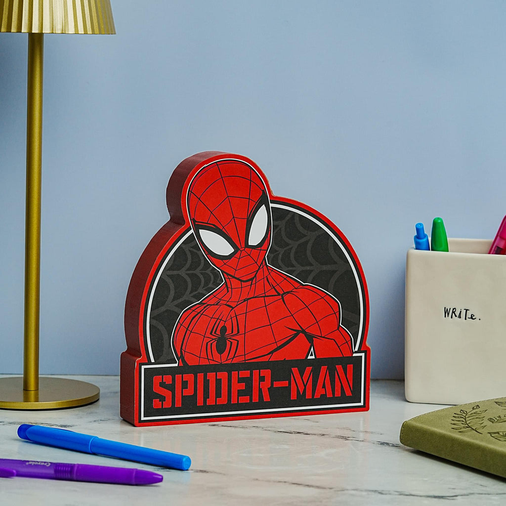 Marvel Spider-Man Die-Cut Wooden Wall Art Sign | 8 x 7 Inches