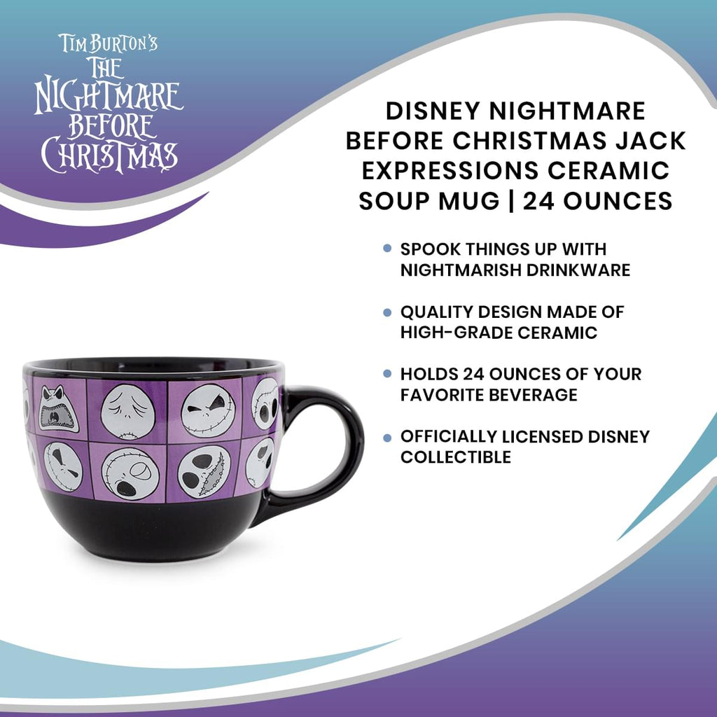 Disney Nightmare Before Christmas Jack Expressions Ceramic Soup Mug | 24 Ounces