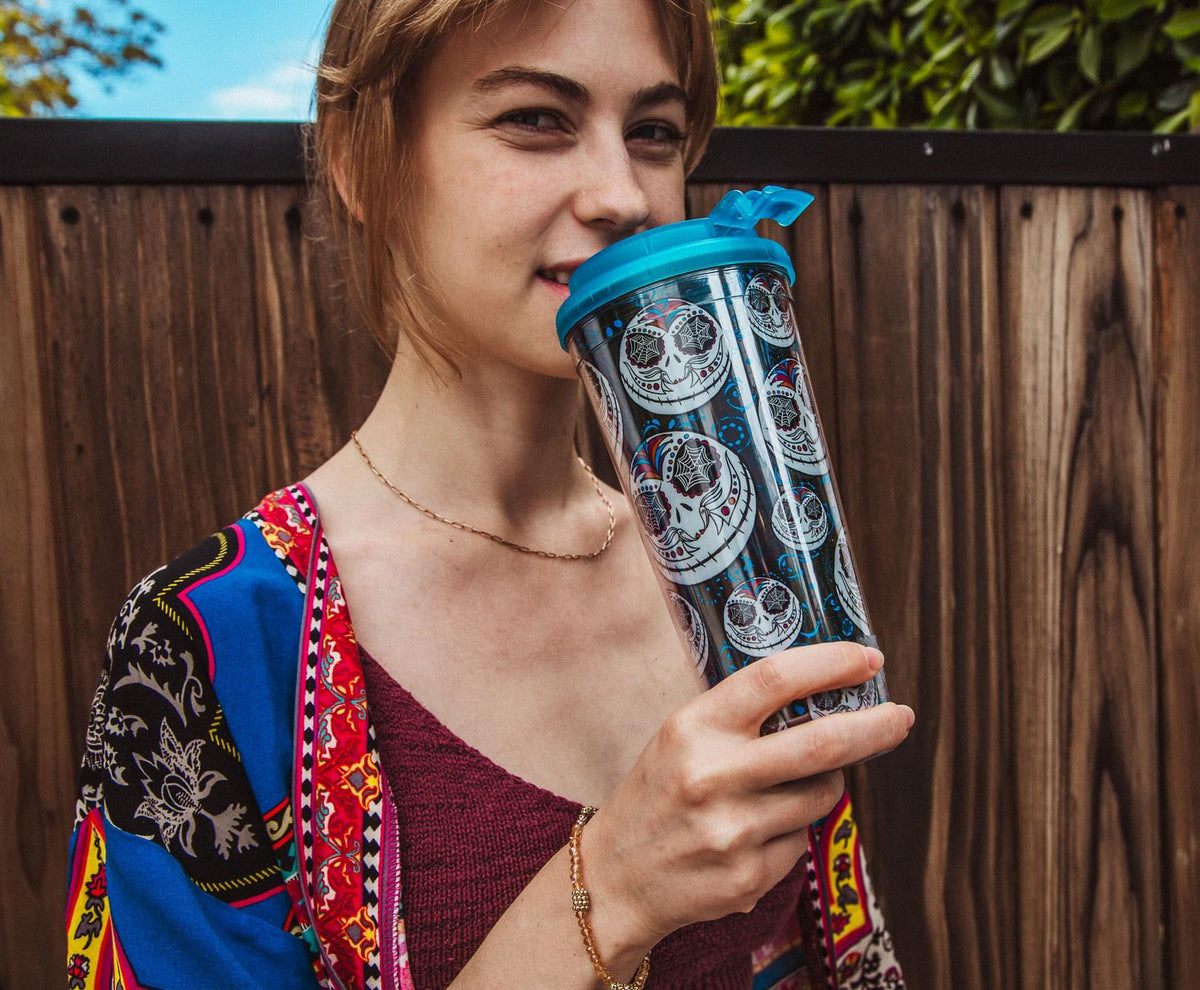 Disney The Nightmare Before Christmas Jack Sugar Skull Plastic Travel Tumbler