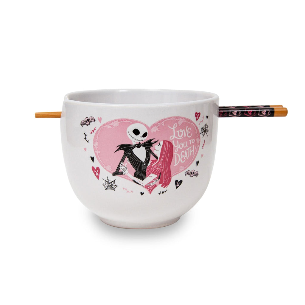 Disney The Nightmare Before Christmas Jack and Sally Ramen Bowl With Chopsticks