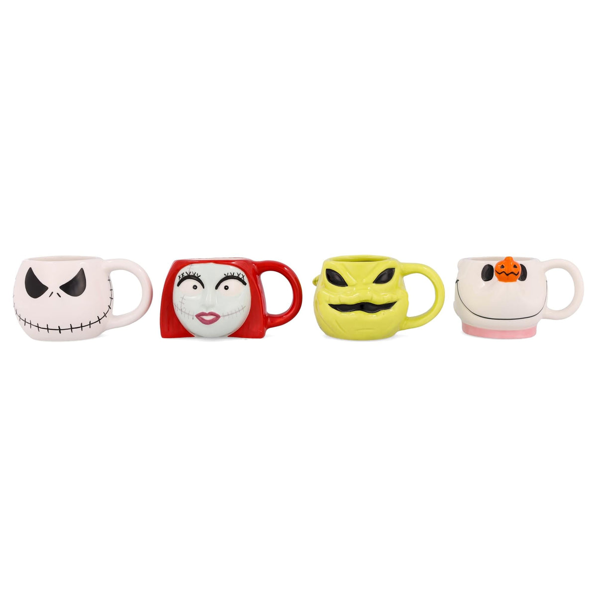 Disney The Nightmare Before Christmas 4-Piece Sculpted Mug Set | Holds 4 Ounces
