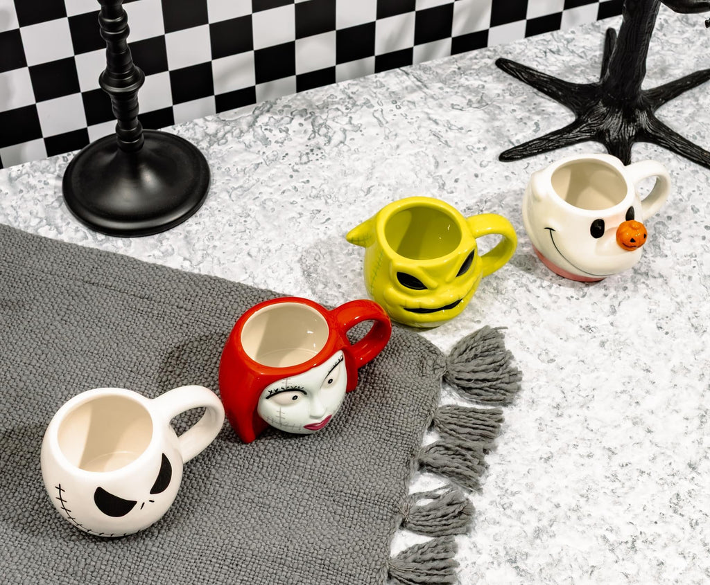 Disney The Nightmare Before Christmas 4-Piece Sculpted Mug Set | Holds 4 Ounces