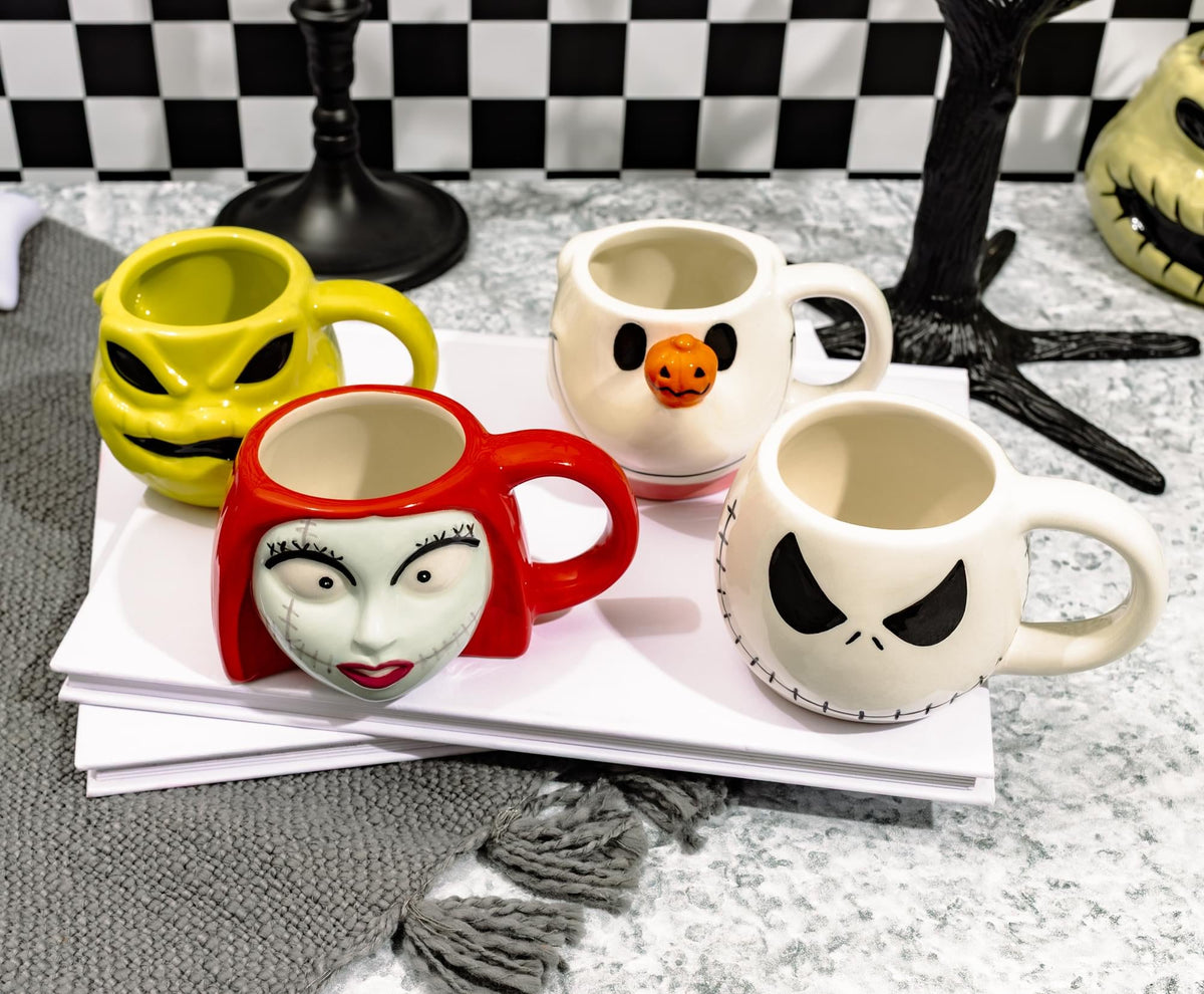 Disney The Nightmare Before Christmas 4-Piece Sculpted Mug Set | Holds 4 Ounces