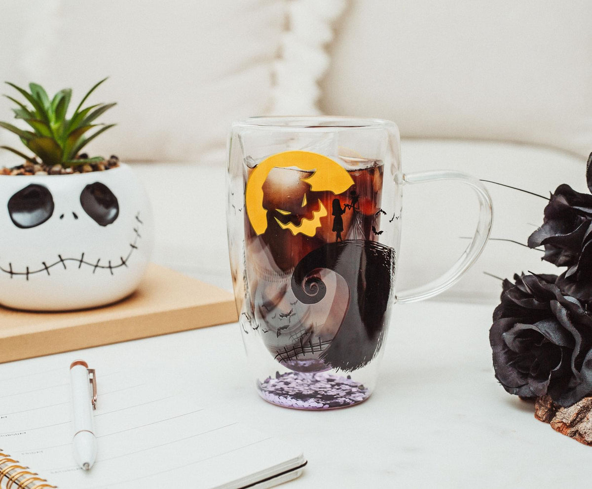 Disney The Nightmare Before Christmas Oogie Boogie Moon Confetti Glass Mug | Holds 15 Ounces
