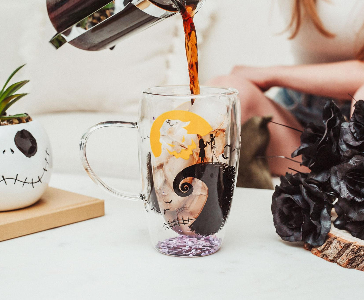Disney The Nightmare Before Christmas Oogie Boogie Moon Confetti Glass Mug | Holds 15 Ounces