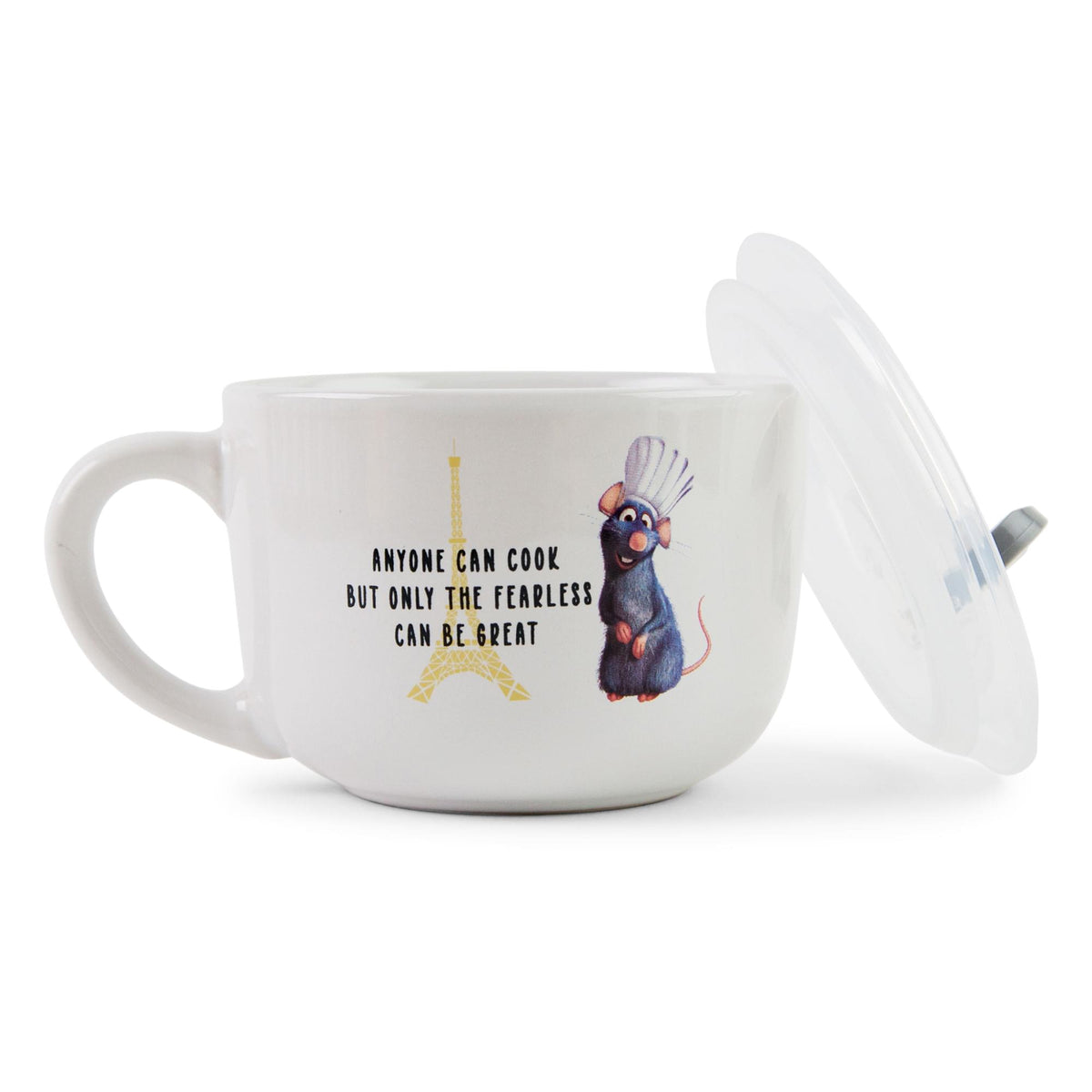 Disney Pixar Ratatouille "Anyone Can Cook" Ceramic Soup Mug With Lid | 24 Ounces