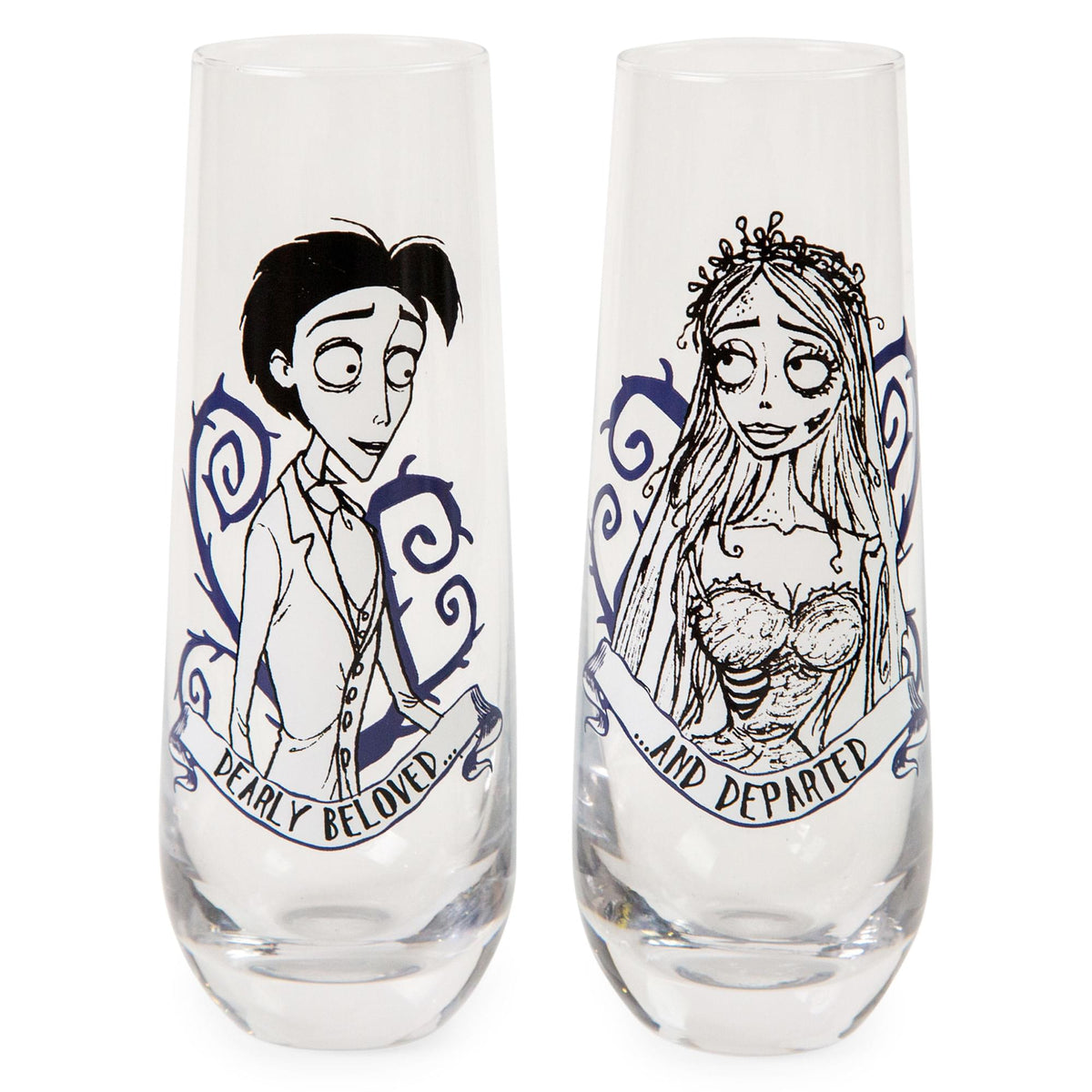 Tim Burton's Corpse Bride "Dearly Beloved" Stemless Fluted Glassware | Set of 2