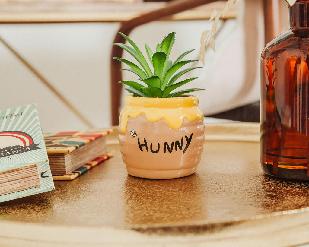 Disney Winnie The Pooh Hunny Pot Ceramic Mini Planter with Artificial Succulent