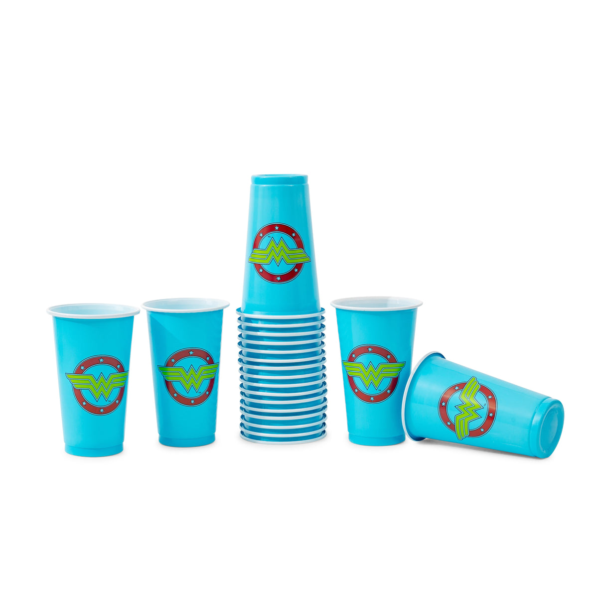 DC Comics Wonder Woman Logo 18-Ounce Disposable Plastic Cups | Set of 20