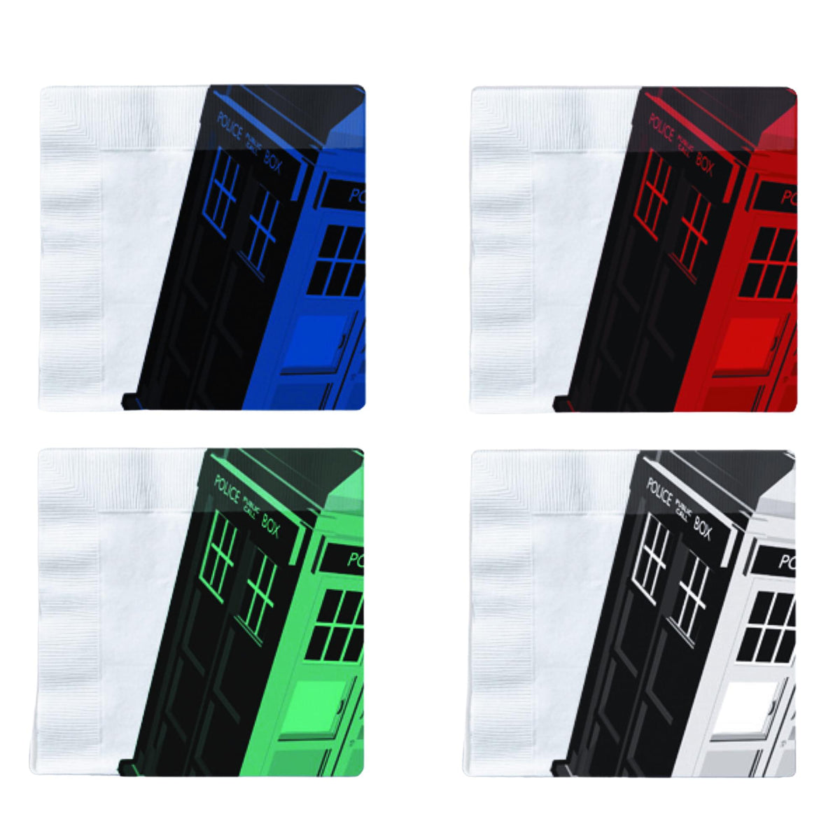 Doctor Who Iconic Color TARDIS Napkin Set of 20