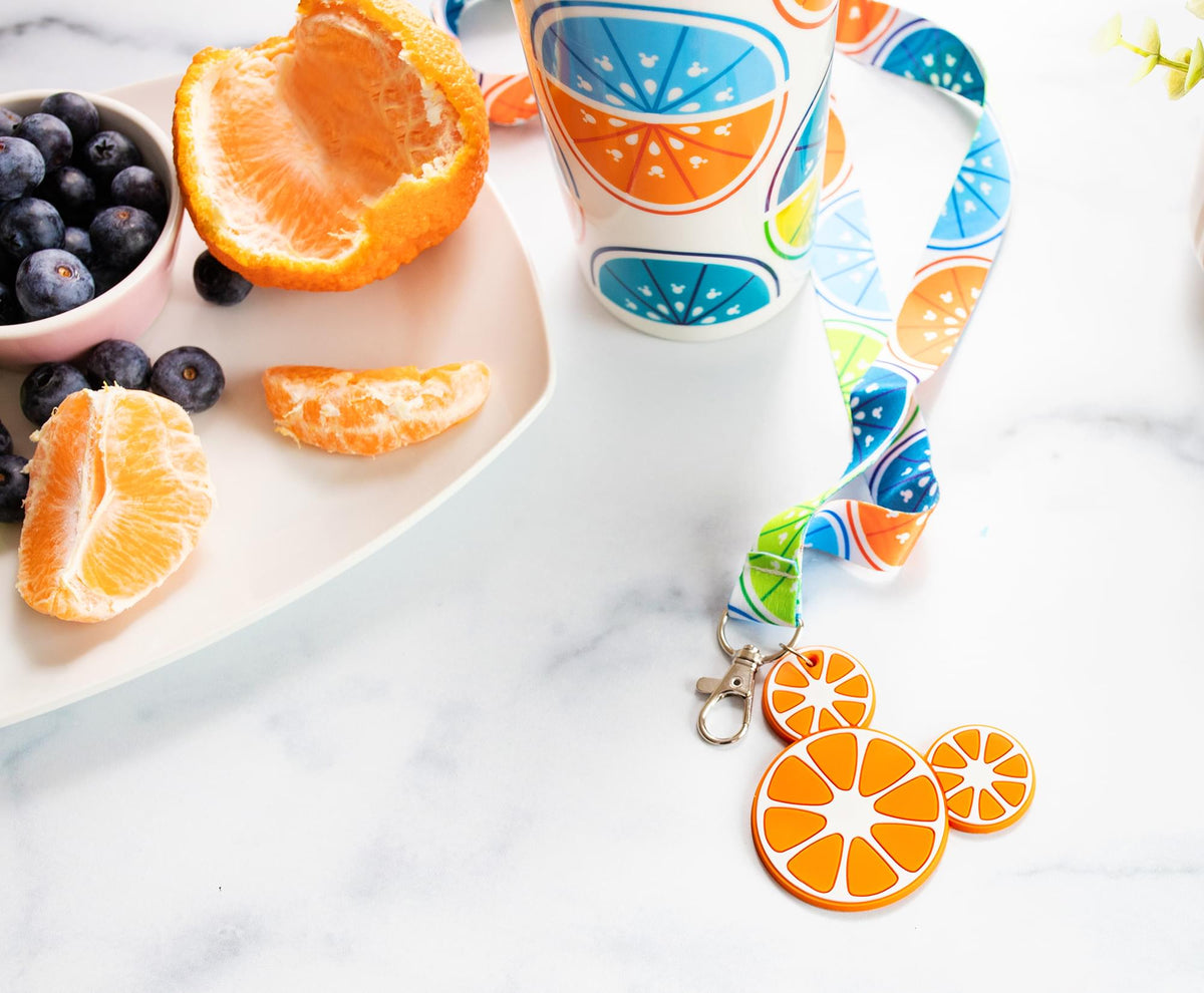 Disney Mickey Mouse Fruit Lanyard With Orange Charm