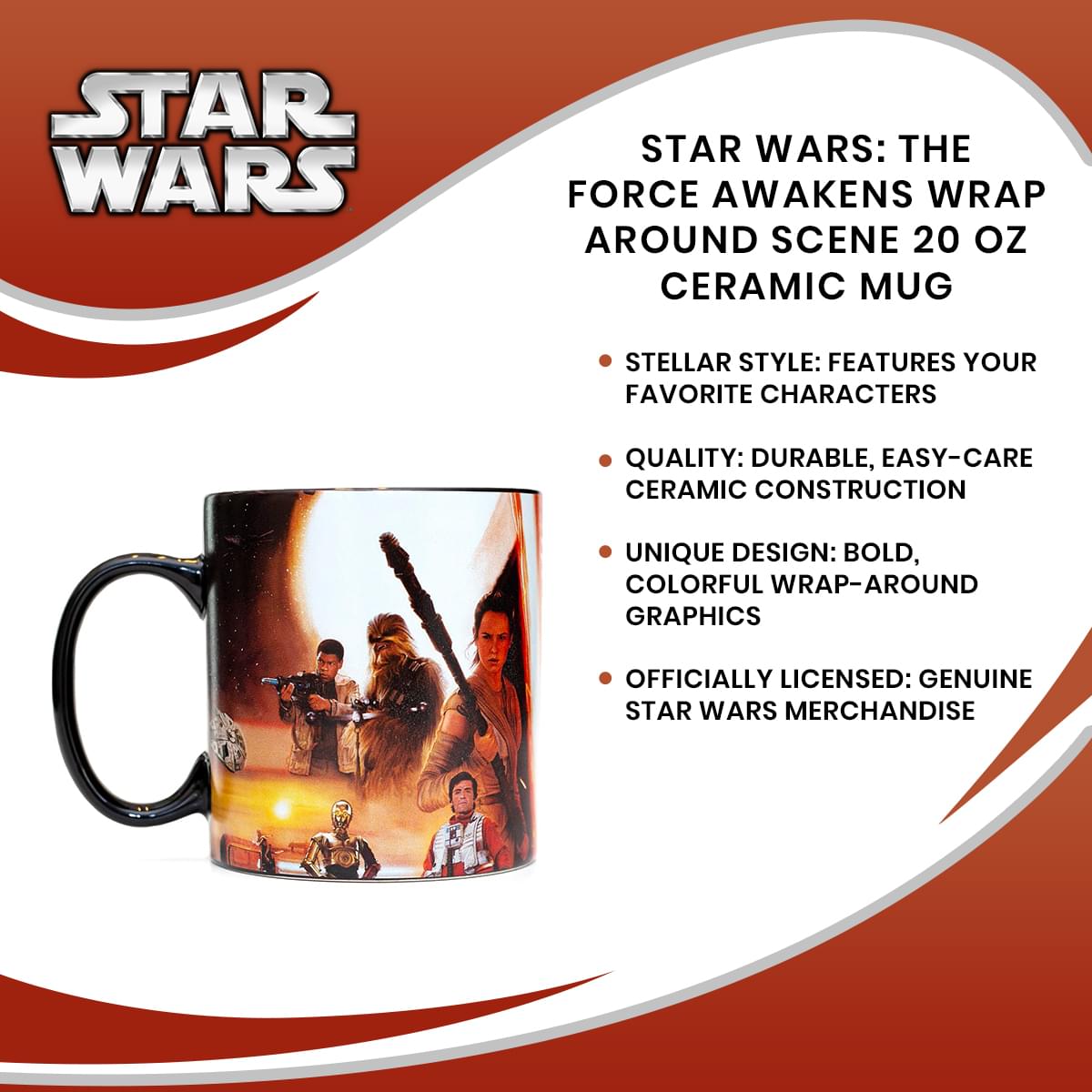 Star Wars: The Force Awakens Wrap Around Scene 20 Oz Ceramic Mug